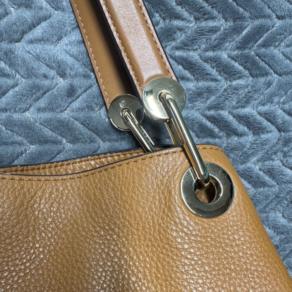 Michael Kors Luggage Brown Pebbled Leather Triple Compartment Shoulder Bag Tote - Picture 4 of 7